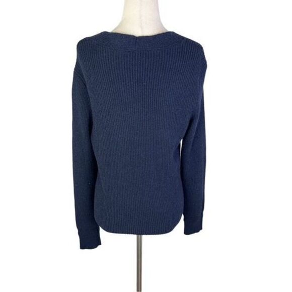 MOTH by Anthropologie sweater women’s Small navy blue V-neck boho ribbed knit - Picture 3 of 9